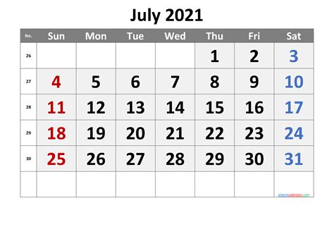 Free Printable July 2021 Calendar Premium