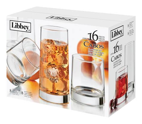 Libbey Cabos 16pc Tumbler Glassware Set Dishwasher Safe 8pc X 320 Ml And 8pc X 467ml