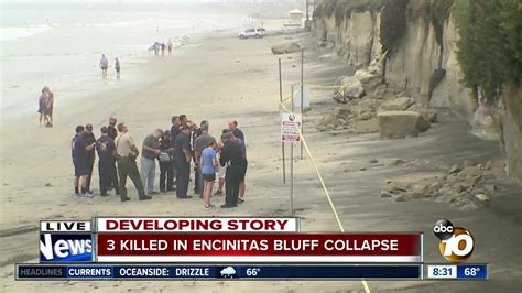 Encinitas Bluff Collapse Victims Idd Site Still Active