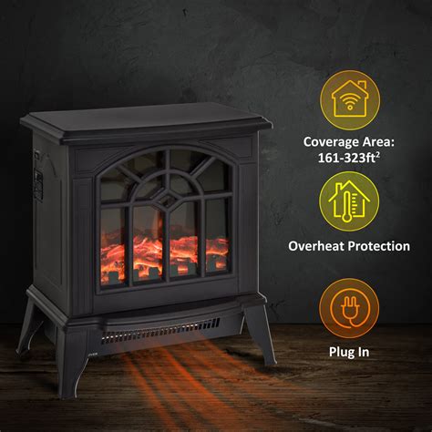 Homcom Electric Fireplace Heater Fireplace Stove With Realistic Led