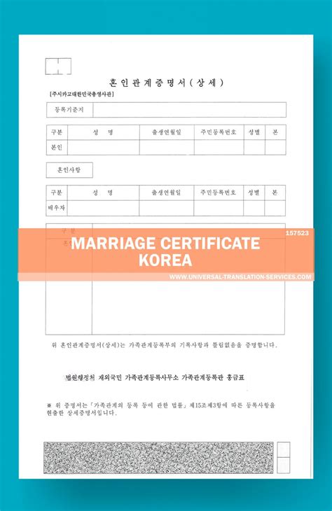 Buy Korean Marriage Certificate Translation Template Ata Member
