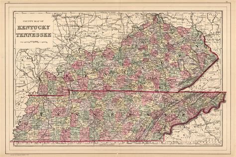 County Map Of Kentucky And Tennessee Art Source International