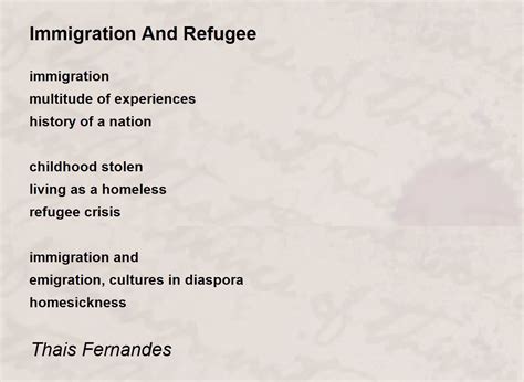 Immigration And Refugee Immigration And Refugee Poem By Thaís Fernandes