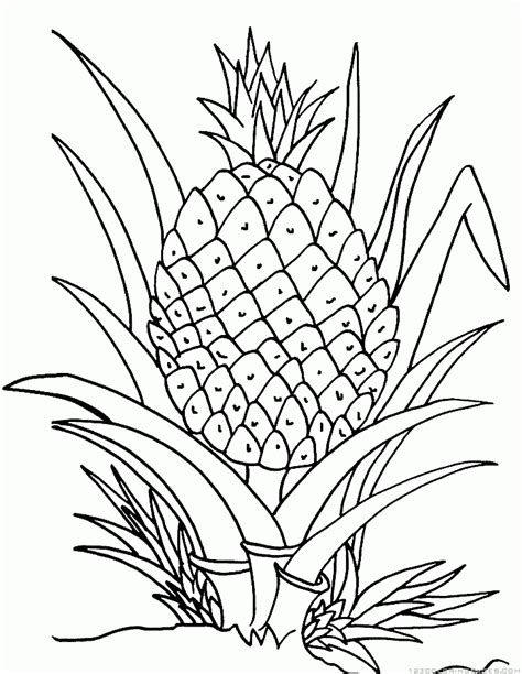 Trace and color cute kawaii pineapple. Pineapple Coloring Pages