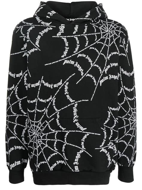 Palm Angels Spider Web Print Hoodie Farfetch