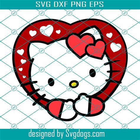 Kitty Heart Svg, Valentine Heart Svg, Kawaii Svg, Hello Svg - SVG EPS