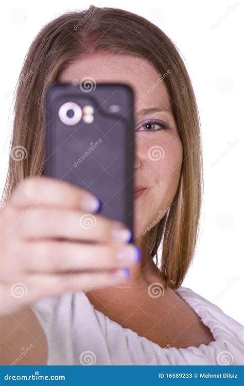 woman taking pictures from her cell phone stock image image of happiness stylish 16589233