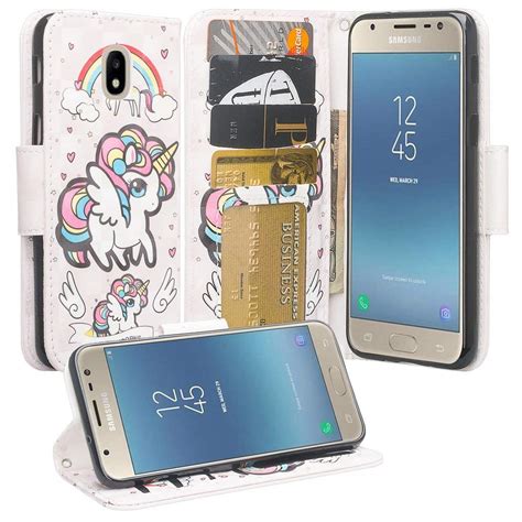 Cute Leather Wallet Phone Case Compatible For Samsung Galaxy J7 Aero