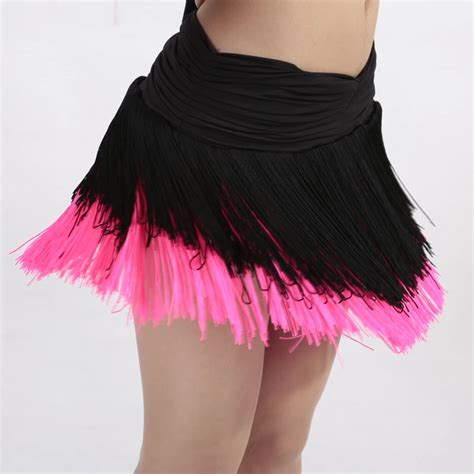 buy latin ballroom salsa dance performance tiered tassel swing skirt ruched