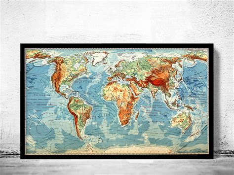 Old Map Of The World 1950 Vintage Atlas Mercator Projection Vintage Map