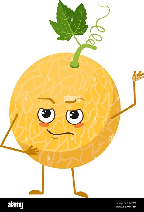 Cute Melon Character With Emotions Face Arms And Legs The Funny Or Proud Domineering Hero
