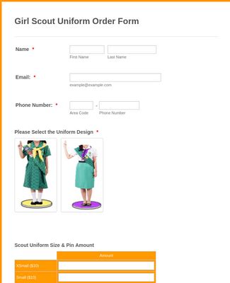 Girl Scout Uniform Order Form Template Jotform