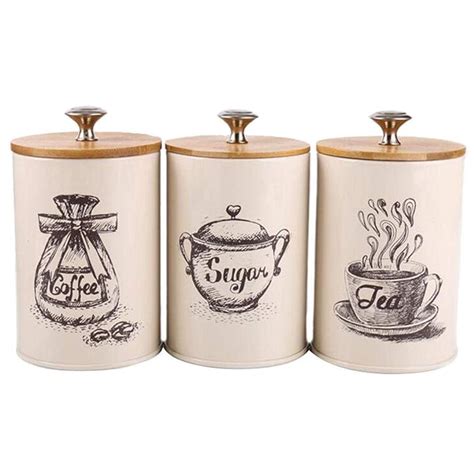 Buy Generic 3pcs Retro Tea Coffee Sugar Canisters Jars Pots Tins