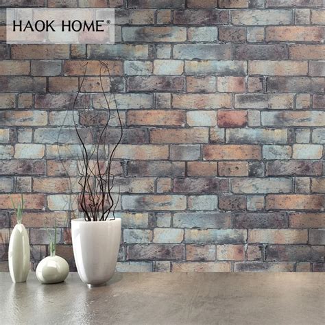 Haokhome Vintage 3d Faux Brick Wallpaper Roll 053m10m Stone Textured