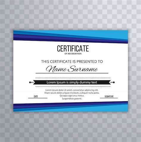 Premium Vector Modern Blue Certificate Template Vector