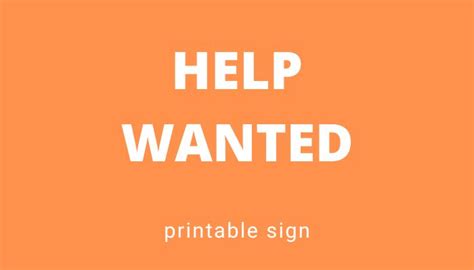 Help Wanted Printable Sign Many Printable