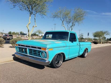 1975 Ford F100 On 2007 Crown Vic P71 Chassis Drivetrain Patina Dropped