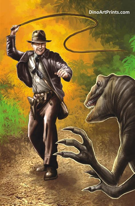 Indiana Jones Vs Velociraptor Indiana Jones And The Lost Ark Jurassic Park 11 X 17 Museum