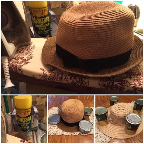 How To Reshape A Straw Hat First Spray Some Starch On The Brim Use A