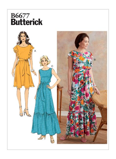 B6677 Misses Dress And Sash Sewing Pattern Butterick Patterns