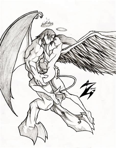Angel And Demon By Shadowmaginis Png 749×959 Angel Sketch Demon Drawings Sketches