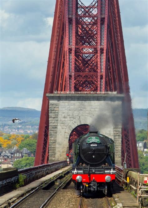 World Famous Steam Train Flying Scotsman Captured Crossing Forth Road