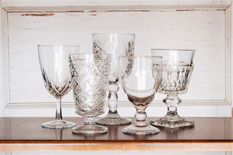 Clear Goblets Vintage Goblet Collection Sugar Creek Event Rentals