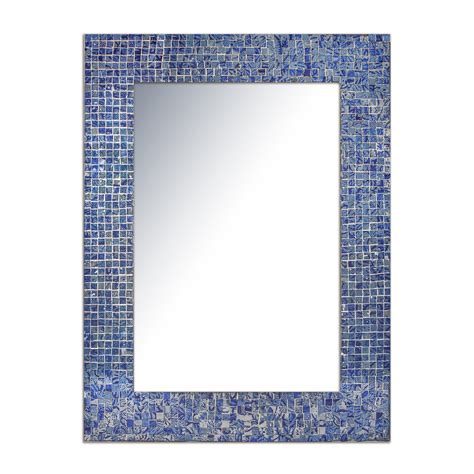 Decorshore 30 X 24 Lapis Blue Glass Mosaic Tile Framed Decorative