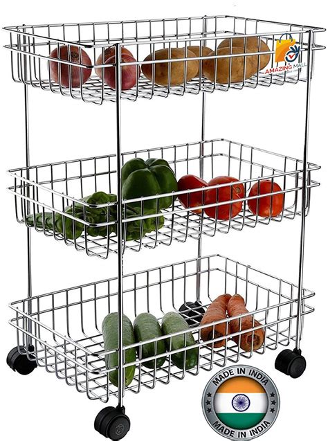 Buy Basket Onion Potato Rack For Kitchen Fruit Vegetable Stand Storage