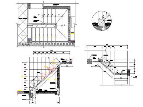 Stair Plan And Section Detail Dwg File Cadbull
