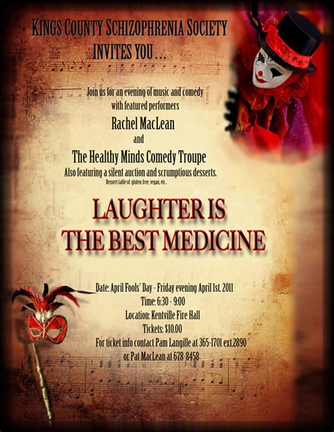 Positive and powerful emotion that has all the ingredients required for individuals to change themselves and to. Laughter Is The Best Medicine at Fire Hall, Kentville (April 1, 2011 6:30pm)