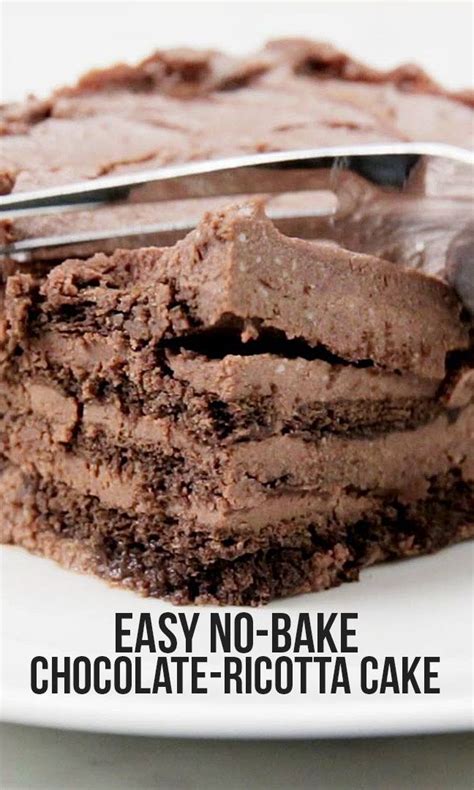 This no bake chocolate cake recipe is one that children will enjoy making and eating (adults are also likely to enjoy it too)! Easy No-Bake Chocolate-Ricotta Cake | Desserts | Pinterest ...