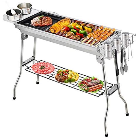 portable charcoal grill aiglam barbecue grill foldable charcoal bbq grill set stainless steel