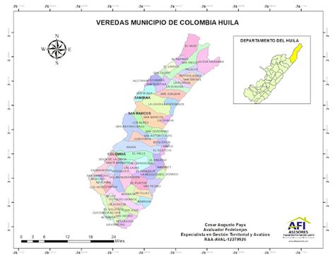 Mapa Veredas Municipio De Colombia Huila Huila Sig