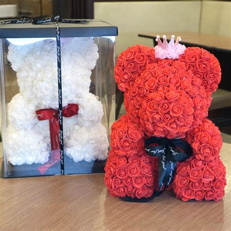 rose bear with box teddy bear artificial rose flower valentine s day ts for girlfriend