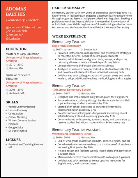 Teacher Resume Examples 2021 Education Resume Samples And Templates