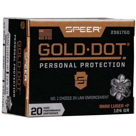 Speer Gold Dot Personal Protection 9mm Luger P Ammunition 20 Rounds