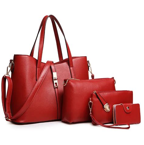 Herald Hot Women Handbags Sets Pu Leather Handbag Women Messenger Bags