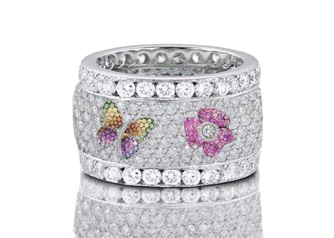 Butterfly Flower Gemstones Diamond Eternity Rings