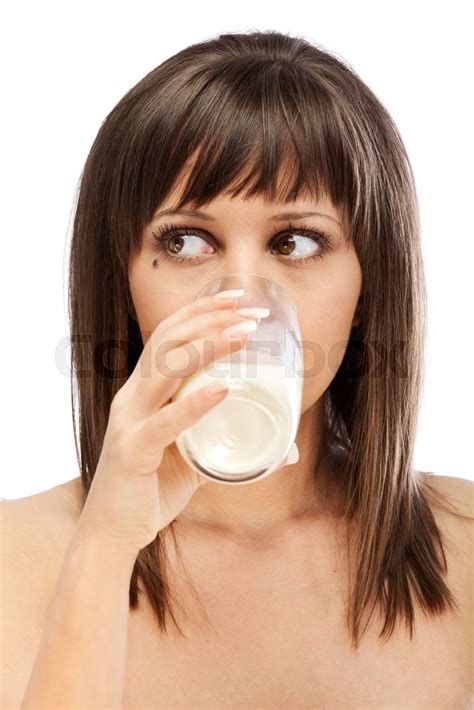 woman drinking milk stock image colourbox