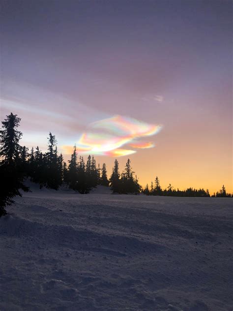 Polar Stratospheric Cloud Taken From High Up In The Mountains In Norway