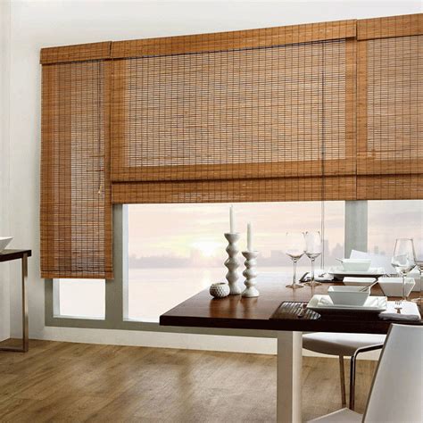 Manual Natural Bamboo Roller Blinds Custom Reed Roll Up Blinds 24