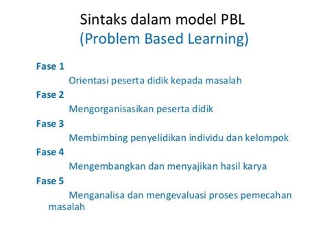 Sintaks Model Pembelajaran Problem Based Learning