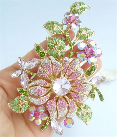 4 72 Gorgeous Orchid Flower Brooch Pin Pink Austrian Crystal Ee04712c2