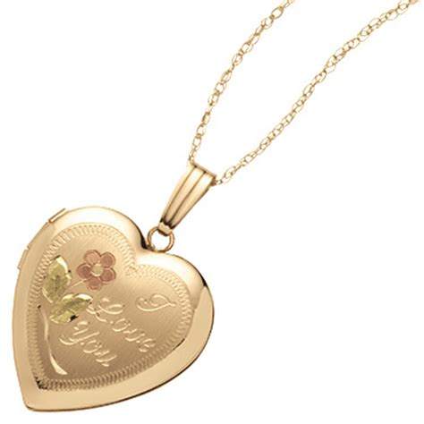14k Yellow Gold I Love You Heart Locket Gold Necklaces And Pendants