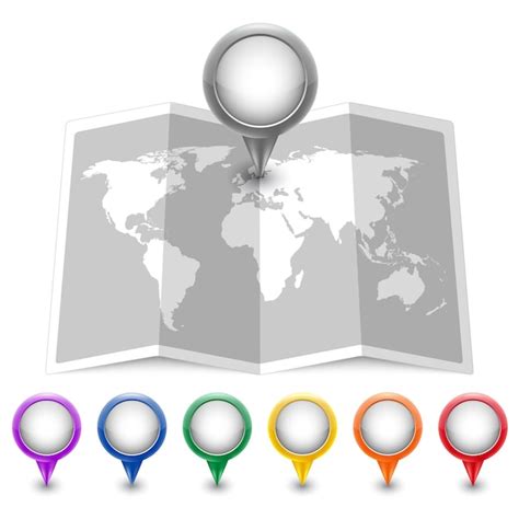 Icono De Mapa Con Punteros Multicolores Aislados En Blanco Ilustración Vector Premium