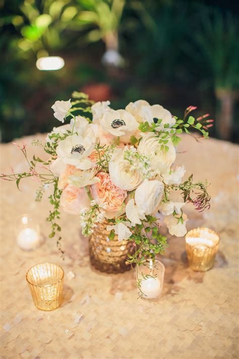 Garden Rose Ranunculus And Anemone Centerpiece Wedding Centerpieces