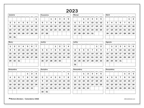 Calendário 2023 Para Imprimir “34sd” Michel Zbinden Pt