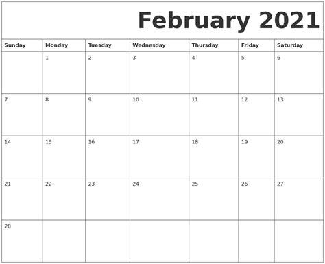 If you want to attend the observations, do not forget to put a special mark on this day on your february 2021 calendar with holidays. February 2021 Free Printable Calendar