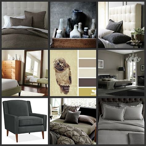 This sophisticated gray bedroom boasts a gray velvet french bed accented with gray hotel bedding complemented with gray pillows and placed on a blue, gray, and pink rug. gray, brown, and taupe bedrooms | Taupe bedroom, Bedroom ...